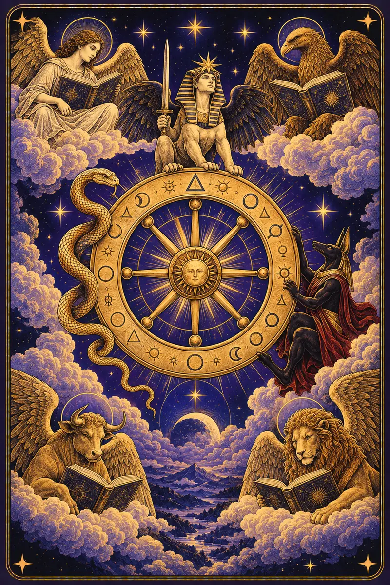 Ilustração da carta A Roda da Fortuna