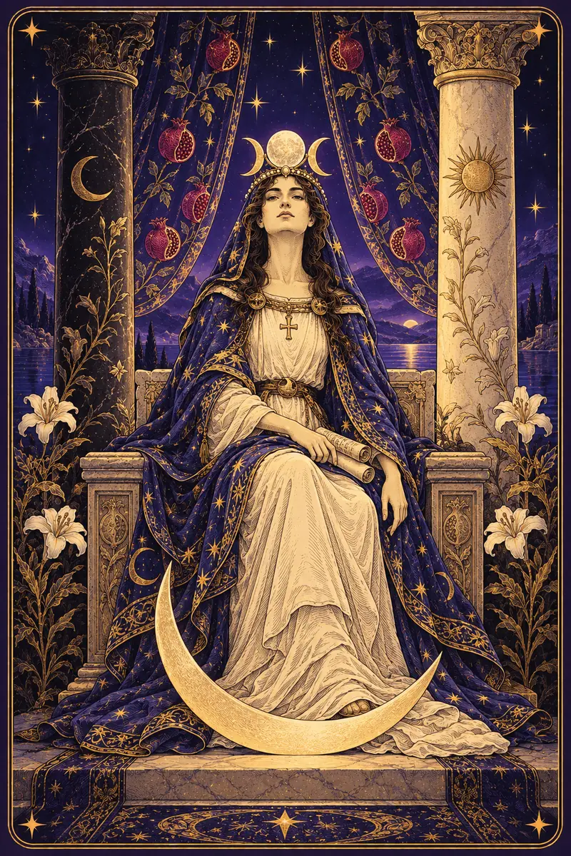 Ilustração da carta A Sacerdotisa