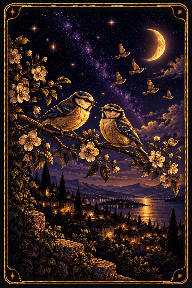 Ilustração da carta Pássaros